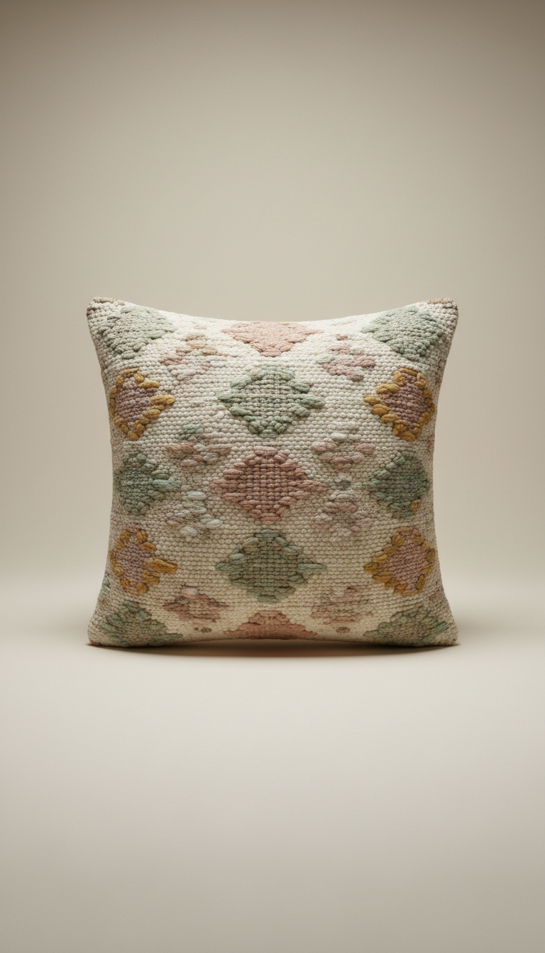 Hand-loomed cotton decorative pillow